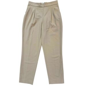 Babaton Sz 2 Pants Classic Beige pleated a elastic waist pockets Cropped Ankle